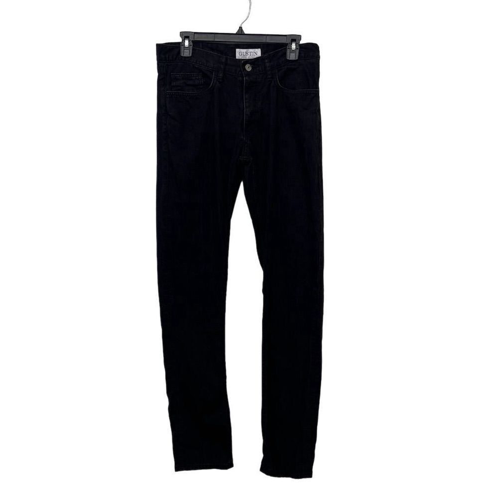 Gustin Men's Jeans Size 33 Slim Fit Black Denim Pants Classic 5-Pocket Design